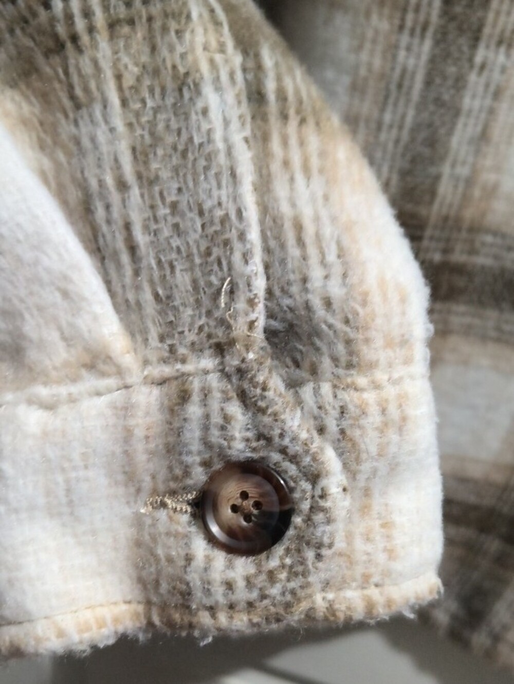 Time and Tru Plaid Button-Front Shirt Jacket in Brown and Cream - Picture 5 of 5